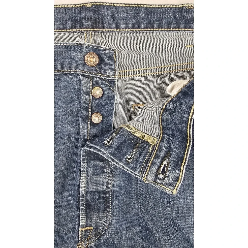Levis 501‎ Jeans Mens 42x32 Button Fly Medium Wash Y2k Blue Casual Denim